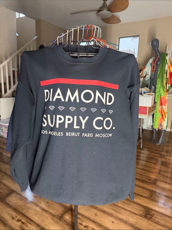 Diamond Supply Co. Sweaters - Diamond Supply Co. Black Sweatshirt with White Logo and Red Accent